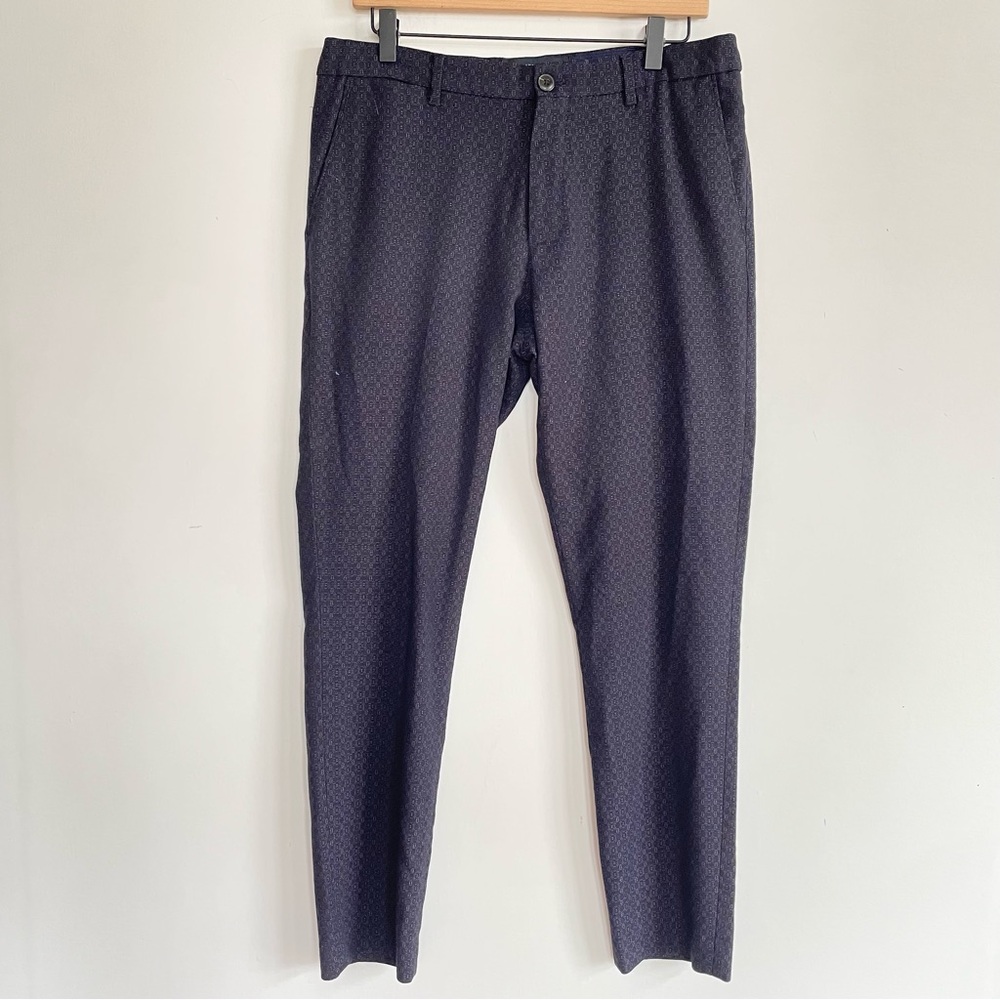 Scotch & Soda Amsterdam Couture Mott Men’s Pants Navy Blue Pleated Pattern 32
